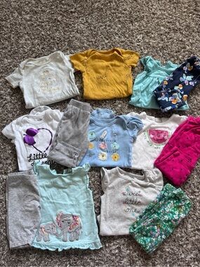 Baby Girl Bundle 6-9M Floral & Animal Onesies - Multi Color, Tops and Bottoms